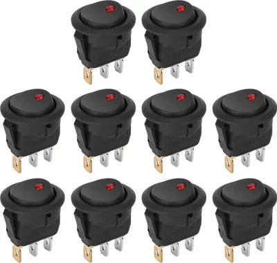 Produktbild von 10 ks kulatý kolébkový vypínač ON/OFF 12V vodotěsný SPST spínač LED osvětlení stříbrná svorka 3?Pin