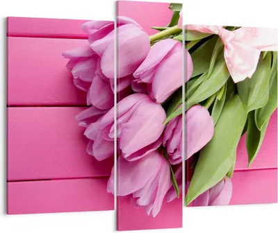 Produktbild von Bild auf Leinwand - Leinwandbild - Tulpen Blumenstrauß Garten - 95x80cm - Wand Bild - Wanddeko - Leinwanddruck - Bilder - Kunstdruck - Wanddekoration - Leinwand bilder - Wandkunst - CB95x80-2722