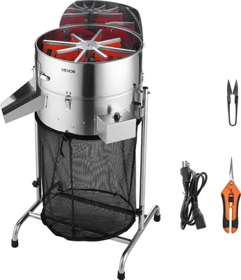 Immagine prodotto di VEVOR Raccoglitrice elettrica, taglierina per germogli da 465 mm con lame in acciaio inossidabile e velocità regolabile, taglierina per coltivazione idroponica con sacchetto di raccolta, forbici manuali, per foglie e germogli