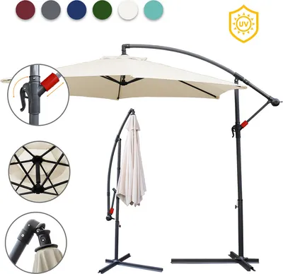 Produktbild von Wolketon 3m-3.5m Sonnenschirm Neigbar Ampelschirm Balkonschirm Marktschirm UV40+ Gartenschirm,Beige,3.5m