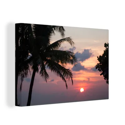 Obrázek produktu pro OneMillionCanvasses® Malba na plátně Nástěnná malba na plátně - Tropické - palma - slunce - 150x100cm