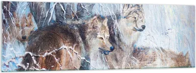 Produktbild von Bilder auf glas - Wolf Tier Wald - 160x50cm - Glasbilder - Wandbilder - Kunstdruck - zum Aufhängen bereit - Wanddekoration aus Glas - Glas Bilder - Wandbild auf Glas - Einteilig - GAB160x50-3770
