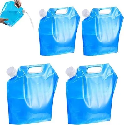 Zdjęcie produktu dla Torba na wodę - Składana torba na wodę - Zestaw 4 składanych zbiorników na wodę - Elastyczne wiadra 2x 5L i 2x 10L - Przenośna torba na wodę pitną z zamykaną pokrywą - Awaryjny zbiornik na wodę - Zestaw awaryjny do domu