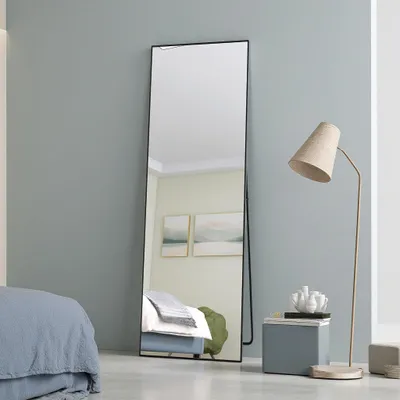Produktbild von INONEFT Ganzkörperspiegel 165×60 cm, Bruchsicher Spiegel Hängend oder Lehnend an die Wand, für Schlafzimmer, Wohnzimmer Ankleidezimmer, Schwarz