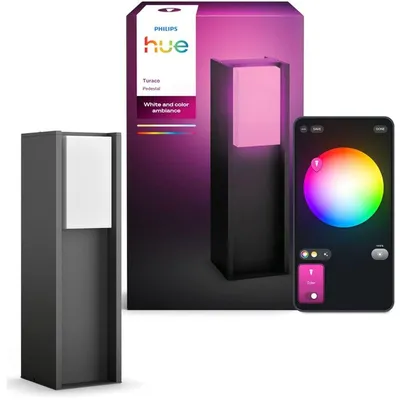 Produktbild von Philips Hue White and Color ambiance Turaco Outdoor-Sockelleuchte, Bluetooth/Zigbee, Anthrazit, Aluminium, E27, Multi, 8,1 W