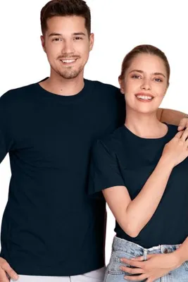 Produktbild von Leichtes Uni-T-Shirt aus Baumwolle, 100% Baumwolle, unbedruckt, einfarbig, 150g/m2, Farbe dunkelblau, Größe 2XL