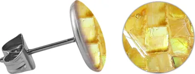 Produktbild von Chirurgenstahl Ohrstecker mit rundem Mosaik Größe - 8 mm Farbe - Gelb