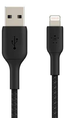 Productafbeelding van Belkin BoostCharge Pro Braided Lightning naar USB-A kabel - 0,15 meter - Zwart