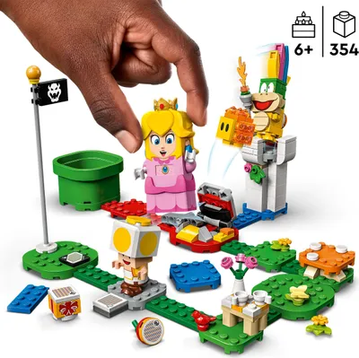 Produktbild von LEGO 71403 Super Mario Abenteuer mit Peach – Starterset, baubares Spielzeug mit interaktiver Prinzessinnen Figur, Gelber Toad und Lemmy