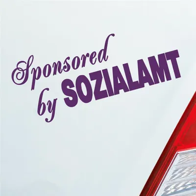 Produktbild von Auto Aufkleber Sponsored by Sozialamt Car PKW 15x6 cm Lila Sticker Heckscheibenaufkleber
