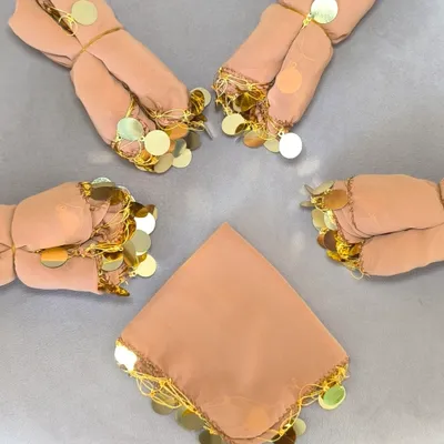 Produktbild von 10x Gold mit golden Pulls Halay Mendili groß 20x20 cm Tanztücher Dügün Hochzeit Verlobung Kina Mendil
