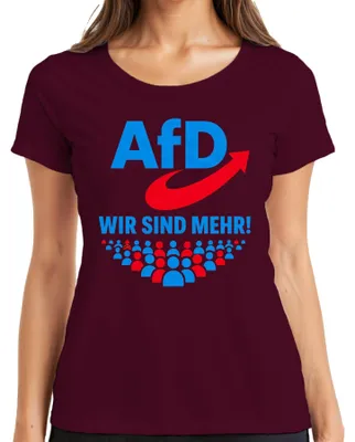 Productafbeelding van AfD "Wij zijn meer" patriottisme Duitsland, statement T-shirt voor dames, bordeauxrood, maat S