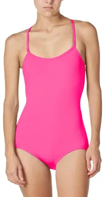 Produktbild von Capezio Damen-Trikot, trägerloser Body mit verstellbaren Trägern, in leuchtendem Pink