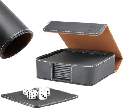 Produktbild von Würfelunterlage Set Würfelschale Würfelset Unterlage Würfelbecher Bierdeckel Set 8er