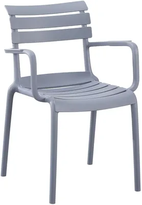Produktbild von CLP Gartenstuhl Joliya stapelbar mit Armlehnen wetterfest UV-beständig bis 150 kg grau