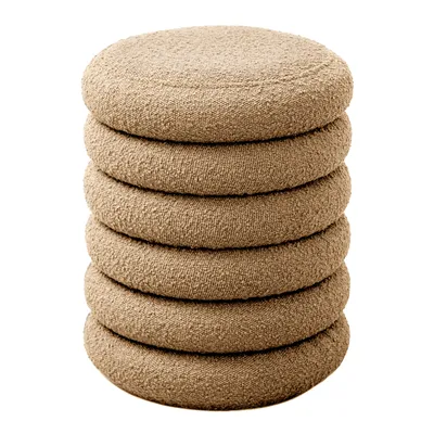 Produktbild von SVITA BLOSSOM XS Hocker mit Stauraum Sitzhocker Ottomane Boucle-Polster Hellbraun