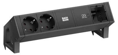 Obrázok produktu pre Bachmann Desk 2, Vnútorný, Typ F, Čierna, 2 AC zásuvky/AC zásuviek, 1 kusov