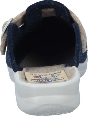 Produktbild von Fly Flot Damen Pantoffel Schnalle Filz Hausschuh Clog Stickerei 320190, Größe:40 EU, Farbe:Blau