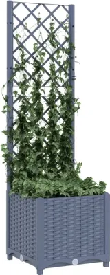 Produktbild von "Winterschlussverkauf "Garten-Pflanzgefäß/Garten-Hochbeet - CLORIS - Pflanzkasten - mit Spalier Blaugrau 40 x 40 x 136 cm PP - DEMöbel1773356