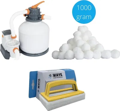 Produktbild von Bestway - Sandfilterpumpe 5678 L/u & Filterkugeln 1000 Gramm & WAYS Scheuerbürste