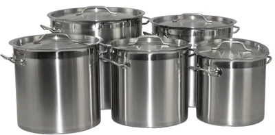 Image de Casserole en acier inoxydable avec bord renforcé et couvercle, Ø 32 cm, H 32 cm, 25,7 litres