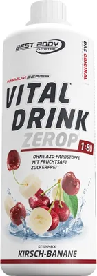 Produktbild von Best Body Nutrition - Vital Drink Zerop - 1000 ml Flasche, 1 x 1000 ml Flasche, Geschmack: Kirsche Banane