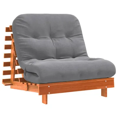Produktbild von Futon Schlafsofa mit Matratze Braun 80x206x11 Massivholz Kiefer