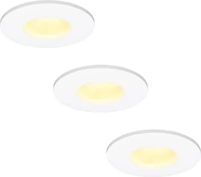 Image de HOFTRONIC - Spot LED encastrable plat 6W 570 lumens 2700K IP44 Blanc 3 pièces