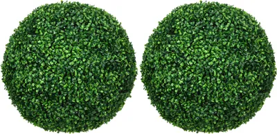 Immagine prodotto di HOMCOM Set di 2 Piante Finte Sfera di Bosso ?50cm, Decorazione per Interno ed Esterno, Verde