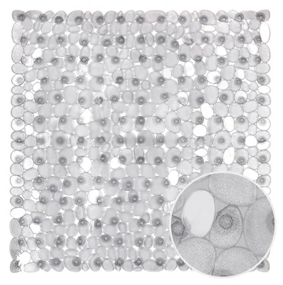 Image de Tapis de douche antidérapant, en plastique, 54 x 54 cm, gris, en PVC, avec ventouses