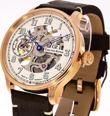 Produktbild von Carl von Zeyten CVZ0021RWH Lahr roségold weiss braun Leder Herren Uhr