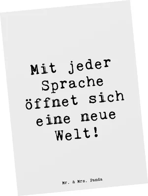 Produktbild von Mr. & Mrs. Panda Postkarte Spruch Sprachen lernen - Weiß - Geschenk, Magie der Wörter, kunstkarte, Zuversicht, Ermutigung durch, Ansichtskarte, einzelkarte, Trost