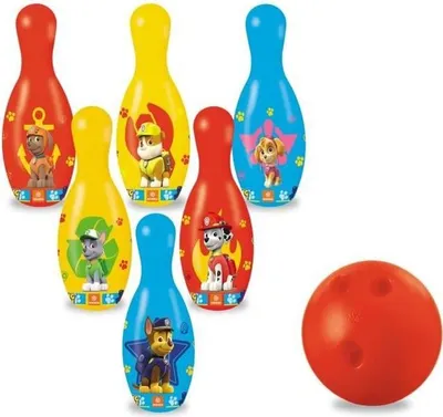 Produktbild von Kinderspielzeug Kegelspiel, Paw Patrol, 6 Kegel, Kunststoff, Ab 3 Jahren, MONDO, H 19 cm
