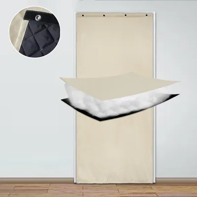 Produktbild von Verdunkelung Thermo Türvorhang Wasserdicht Winddicht Vorhang Selbstklebend Kälteschutz Gardine Raumteiler Vorhänge mit Ösen, Beige, 100x210cm