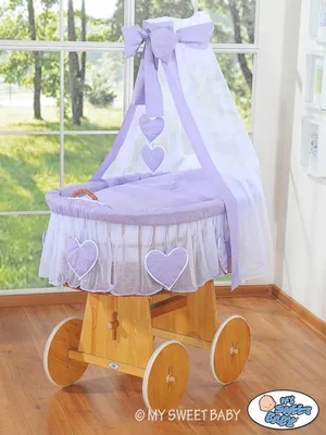 Immagine prodotto di Cesto per neonati con baldacchino - Amelie viola
