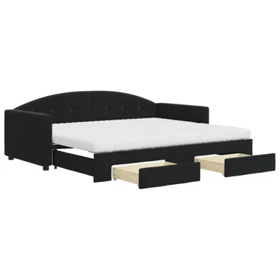 Produktbild von vidaXL Tagesbett Ausziehbar mit Schubladen Schwarz 90x190 cm Samt