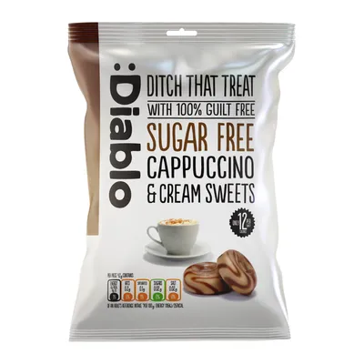 Produktbild von Diablo Cappuccino-Bonbons zuckerfrei 75 g, Kaffee-Sahnebonbons