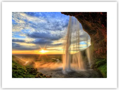 Produktbild von Poster - Poster ohne Rahmen - Wasserfall Natur Park Sonne - 40x30 cm - Wand Bild - Wanddeko - Wandbilder - Kunstposter - Wandposter - Bilder - Kunstdruck - Wanddekoration - Wandbild - P2XAA40x30-2716