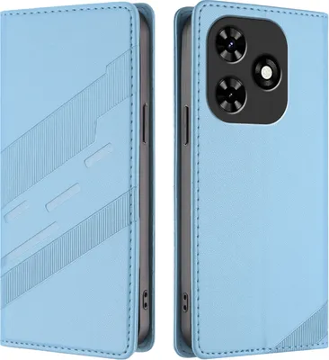 Produktbild von Hülle für Tecno Spark 20/20C/Go 2024/Pop 8/Infinix Smart 8/ 8 Plus/ 8 Pro/Hot 40i, Kunstleder Brieftaschen Handyhülle mit Kartenfach und Standfunktion Hellblau