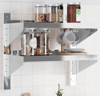 Immagine prodotto di Maison Exclusive - Mensola da parete a 2 ripiani 50x30x48 cm in acciaio inossidabile argentato