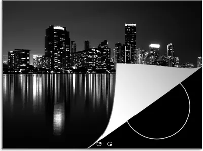 Produktbild von KitchenYeah© Herdabdeckplatte New York - Skyline - Nacht , 60x52cm, Küche Deko, Glaskeramikkochfeld Herdabdeckung, Abdeckplatte fùr Kochfeld