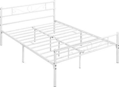 Produktbild von Yaheetech Bettrahmen Metallbett für 140 x 200 cm Matratze Bettgestell aus Metall Gästebett mit Lattenrost Weiß