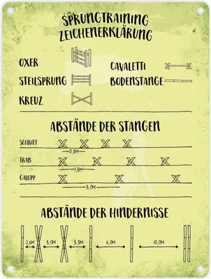 Produktbild von Metallschild mit Sprungtraining Zeichenerklärung Motiv Blechschild Schild