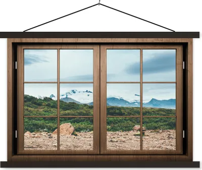 Produktbild von MuchoWow® Textilposter Aussicht - Felsen - Berg 90x60 cm mit schwarzem Rahmen - Aufhängungssatz