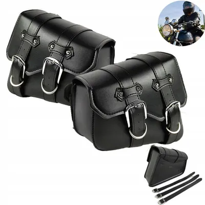 Produktbild von Motorrad-Seitentaschen Leder Schwarz Großvolumig