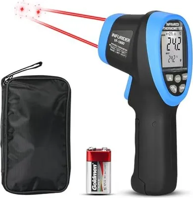 Image de Thermomètre infrarouge, Infurider YF-1800 Thermomètre laser numérique, pyromètre IR, -58 ° F-3272 ° F (-50 ~ 1800 ° C), mesure de l'arme 50 : 1 Haute In