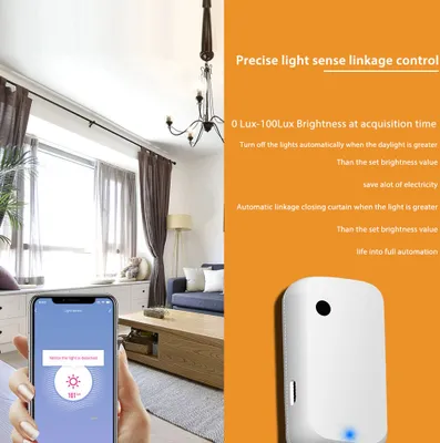 Zdjęcie produktu dla Czujnik światła Tuya ZigBee Inteligentny czujnik oświetlenia w domu Czujnik kontroli połączenia Czujnik jasności Współpracuje z urządzeniem Tuya Kompatybilny z Alexa Home
