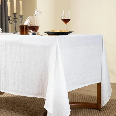 Image de Nappe en non-tissé naturel, 100 % naturel, lavable, 140 x 250 cm, blanche