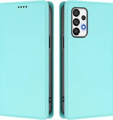 Produktbild von Handyhülle für Samsung Galaxy A72, Kunstleder Klapphülle Stoßfeste Magnetische Hülle mit Ständer Türkis