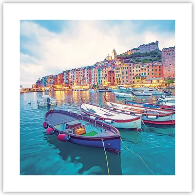 Produktbild von Poster - Poster ohne Rahmen - Porto Boote die Farben - 40x40 cm - Wand Bild - Wanddeko - Wandbilder - Kunstposter - Wandposter - Bilder - Kunstdruck - Wanddekoration - Wandbild - P2XAC40x40-4395